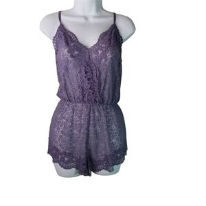 Victorias Secret purple lace lingerie shorts romper